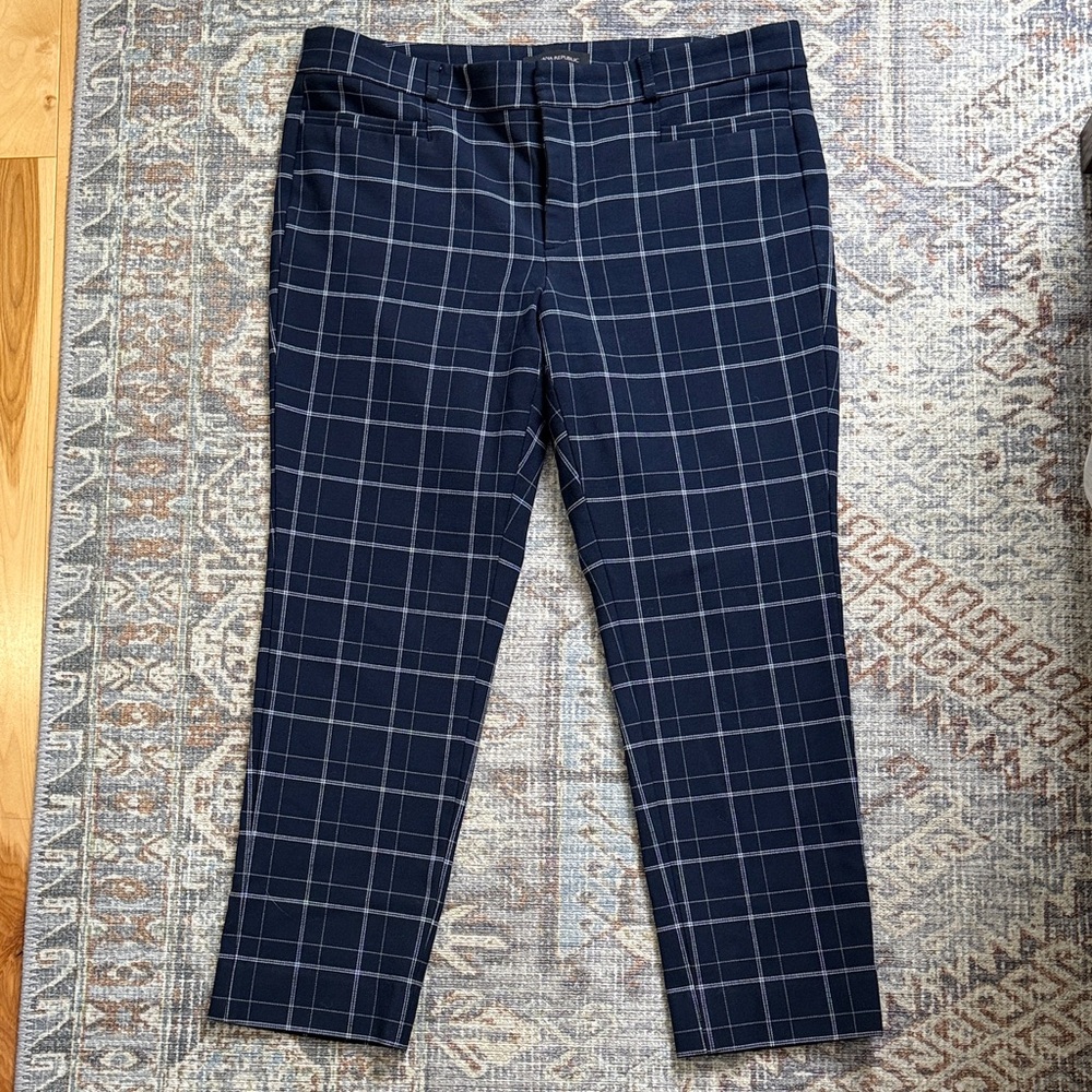 Banana Republic - Navy Plaid Trousers Petite